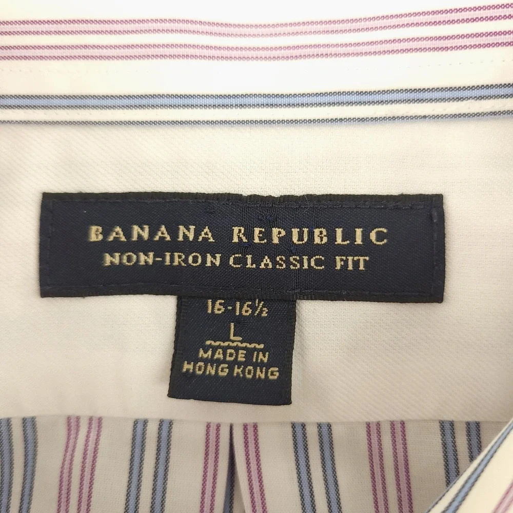 Banana Republic Dress Shirt Mens 16.5 34/35 Multi Stripe Classic Fit Non Iron